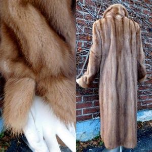 Vtg Autumn Haze Pastel Real Mink Fur Full Length C